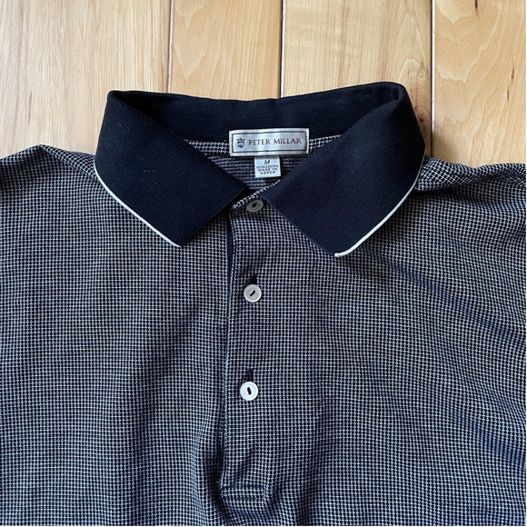 PETER Millar Men’s Polo Size M Gray Checkered Pattern - Picture 3 of 6